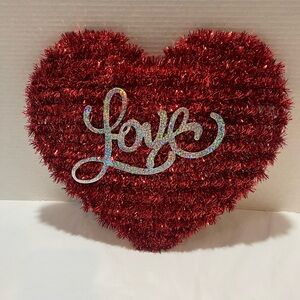 Valentine's Day Romance Red Tinsel Love Heart Hanging Home Wall or Window Decor